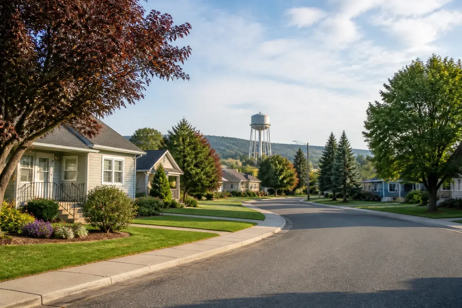 Quiet Cheney neighborhood street with modest homes