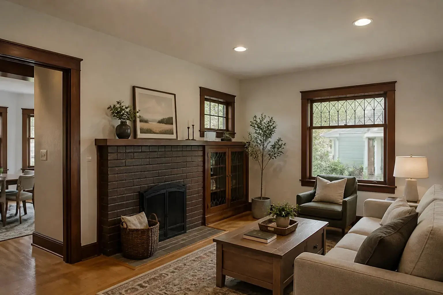 Restored room interior after whole-home rewiring